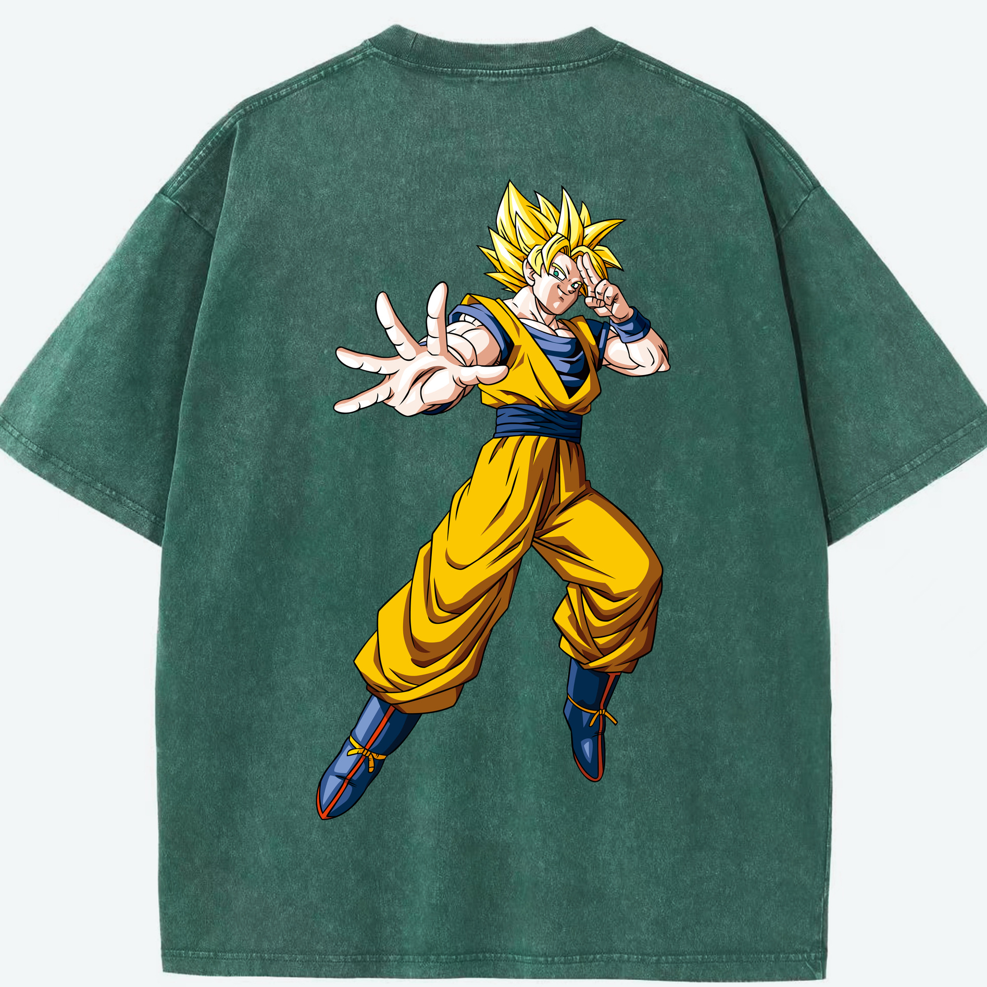 （画像用） ドラゴンボール 孫悟空（そん ごくう）Son Goku カカロット DRAGON BALL Kakarotto 綿100% ヴィンテージ風 半袖Tシャツ（背面プリント）